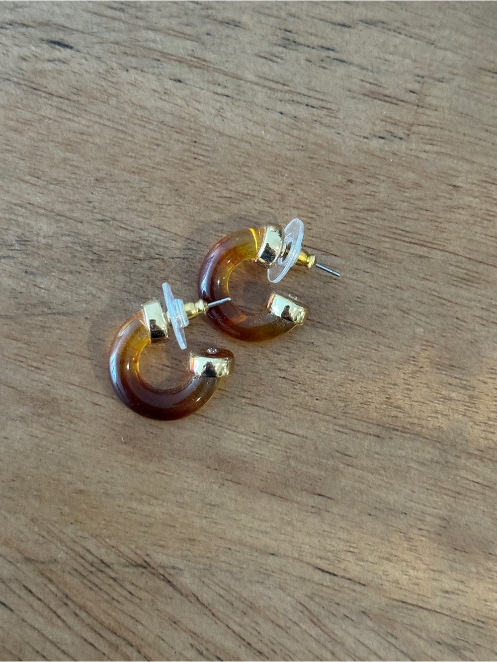 Anthropologie Amber-Tone Hoop Stud Earrings - Picture 1 of 2